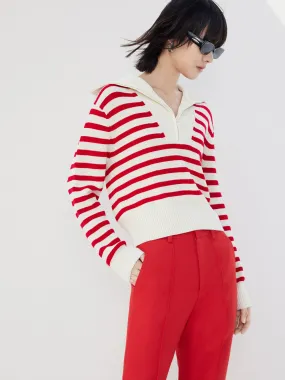 Wool Blend Striped Knit Top Cozy Shape Everyday Comfort Wear