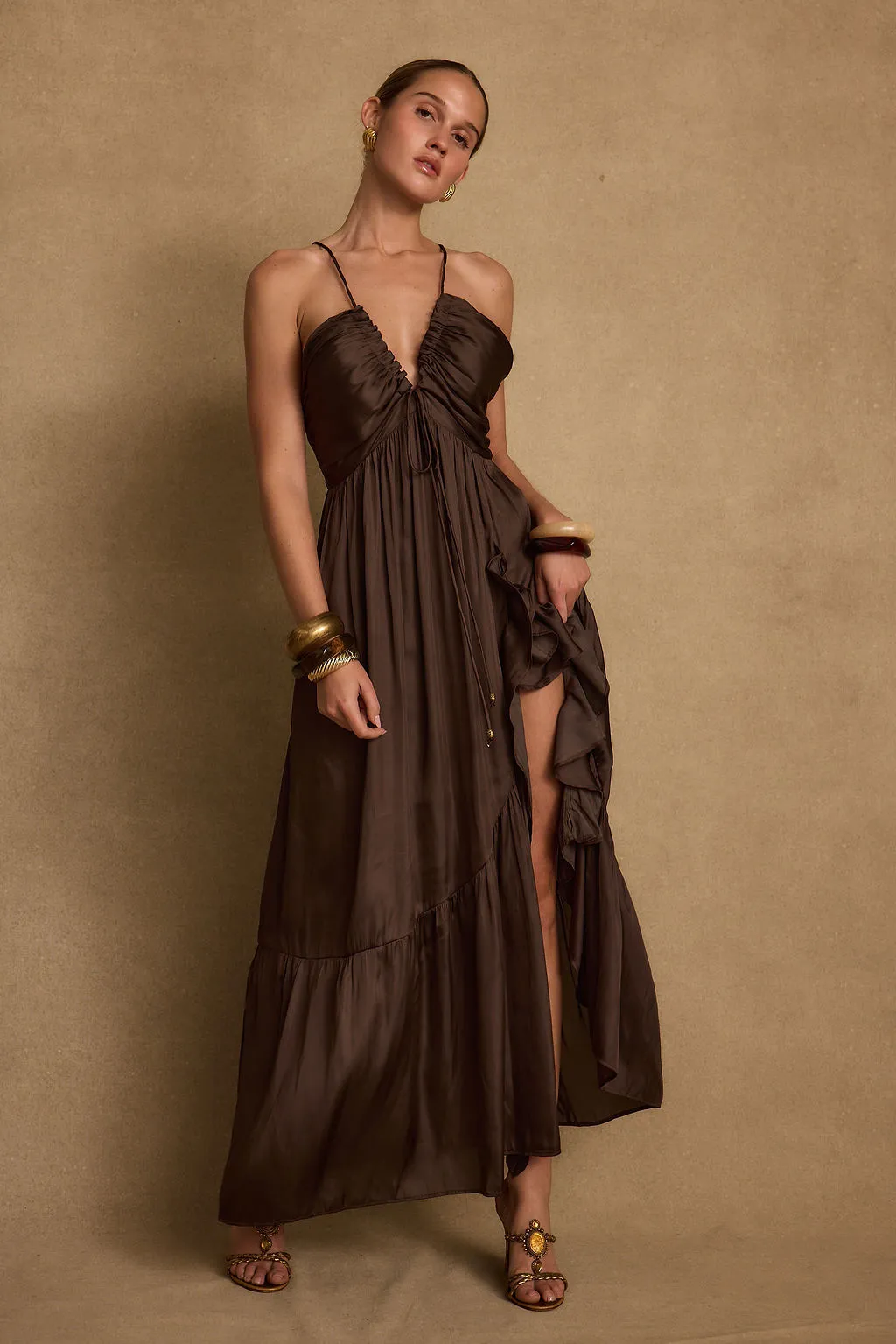 Mia Espresso Maxi Dress Summer Outfit