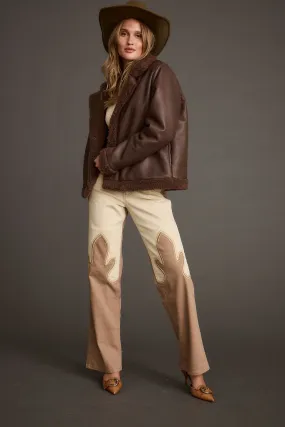 Great Falls Brown Sherpa Coat DoubleLayeredCuffs Classic Cut