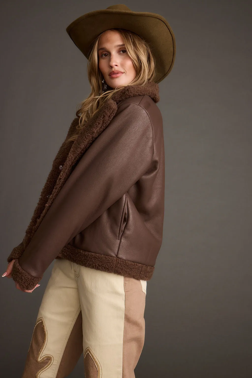 MultiPocketStyle Great Falls Brown Sherpa Coat