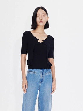 Wavy Hem Knitted Cardigan Lived In