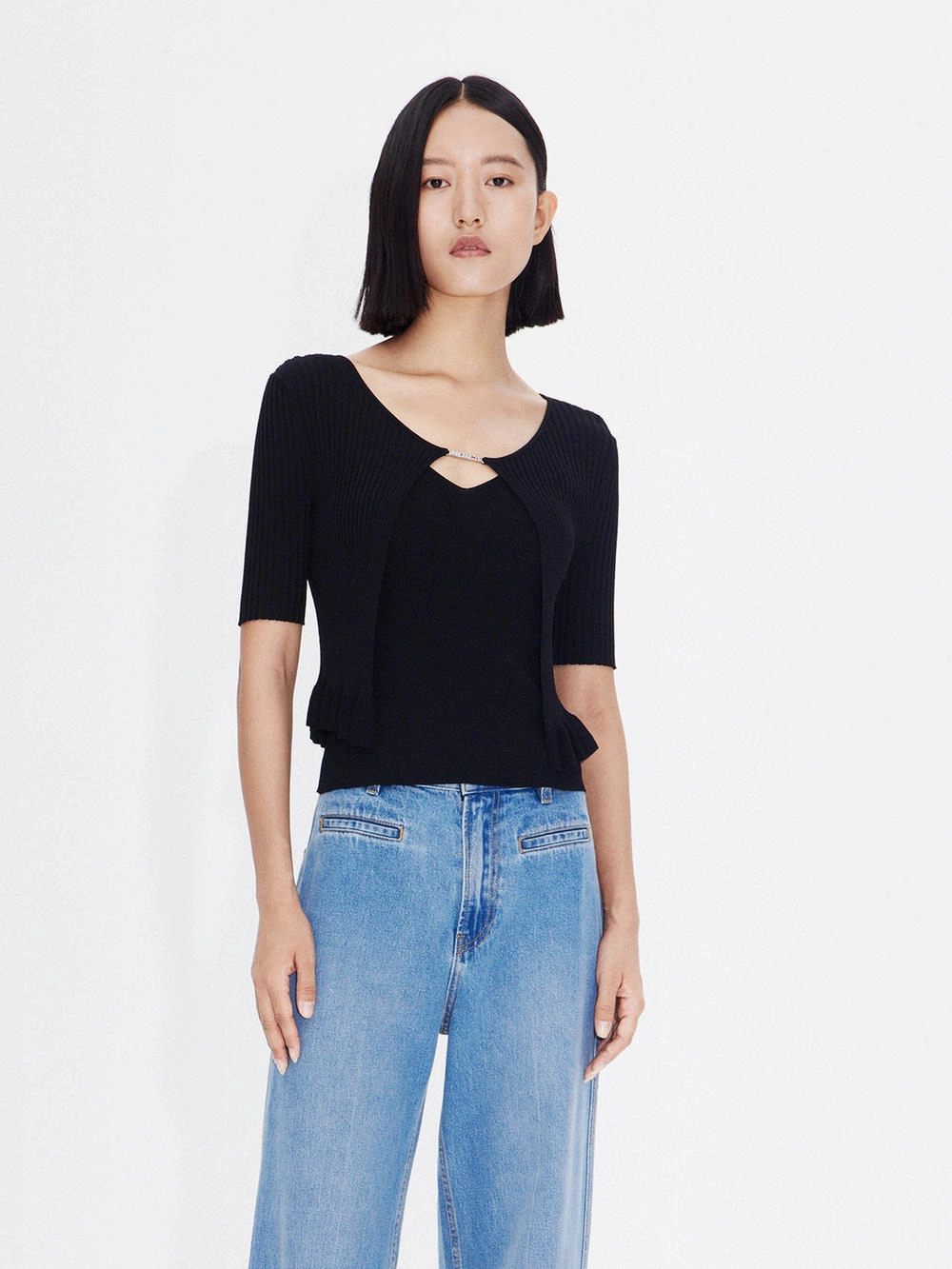 Wavy Hem Knitted Cardigan Lived In