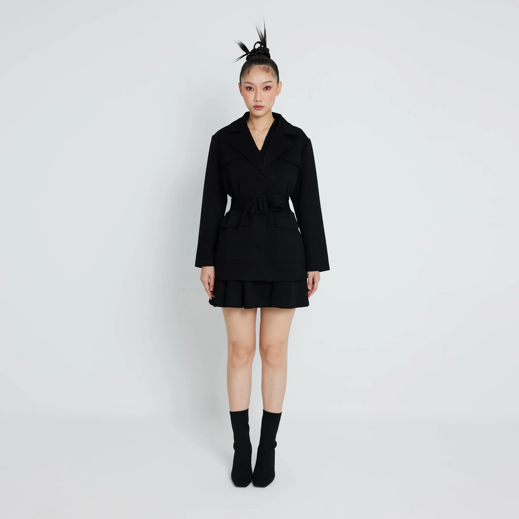 FleeceLined Convertible Collar Style Jacket with Belt