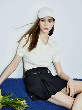 QuickDry Technology Cable Cropped Knit Top