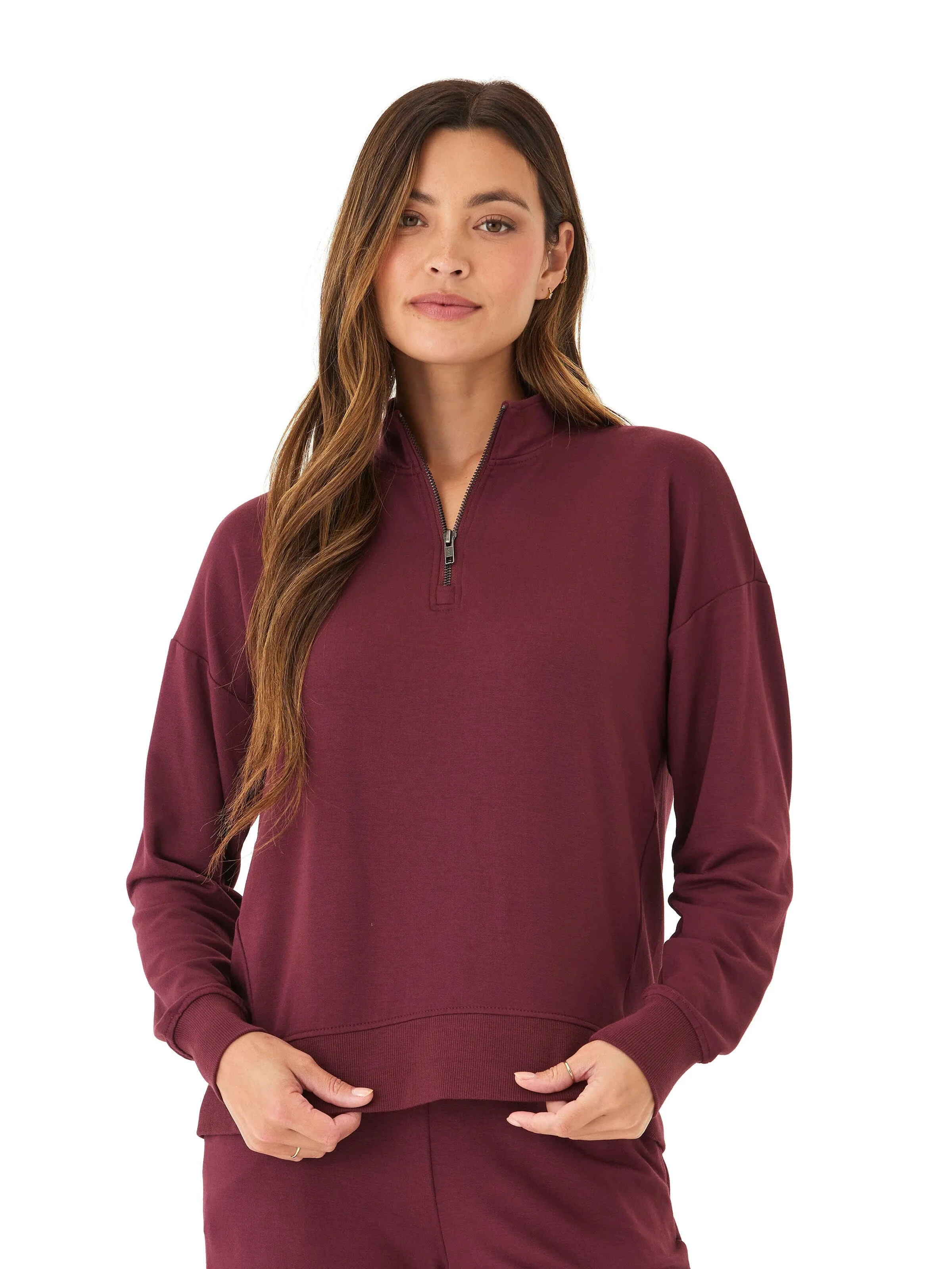 Everyday Layer Style Whitnie Modal Terry 1/2-Zip Mock Neck Pullover