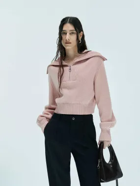 Wide Lapel Knitted Sweater Comfy Knitwear
