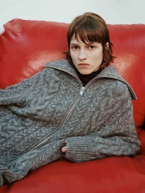 Wide Collar Cable Cardigan Fashion Ease