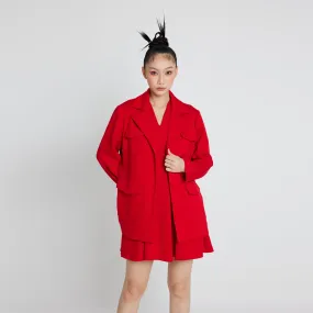 Jacket with Belt Convertible Collar Style