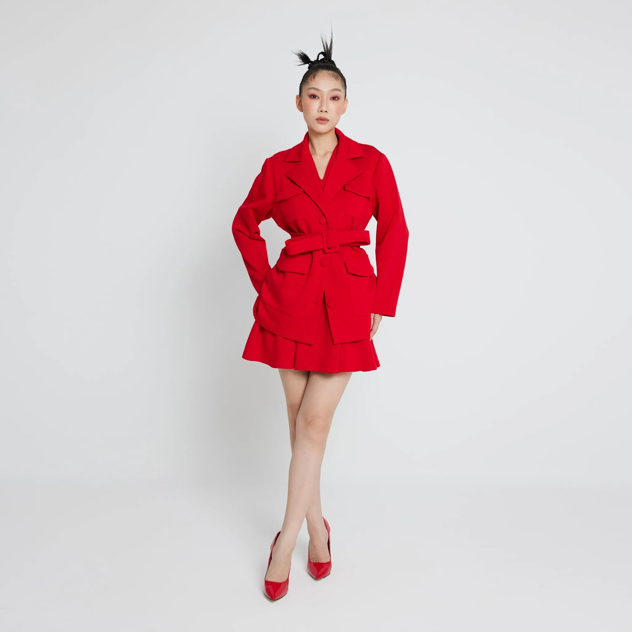 Jacket with Belt Hypoallergenic Fabric Blend