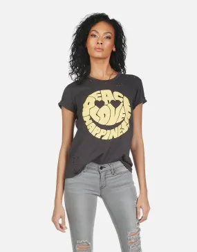 Wolf Text Happy Face Fresh Outfit Style Light and Fresh