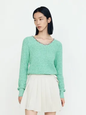 Wool Blend Chain Knot Pullover Zero Pilling Guarantee Sophisticated Knit