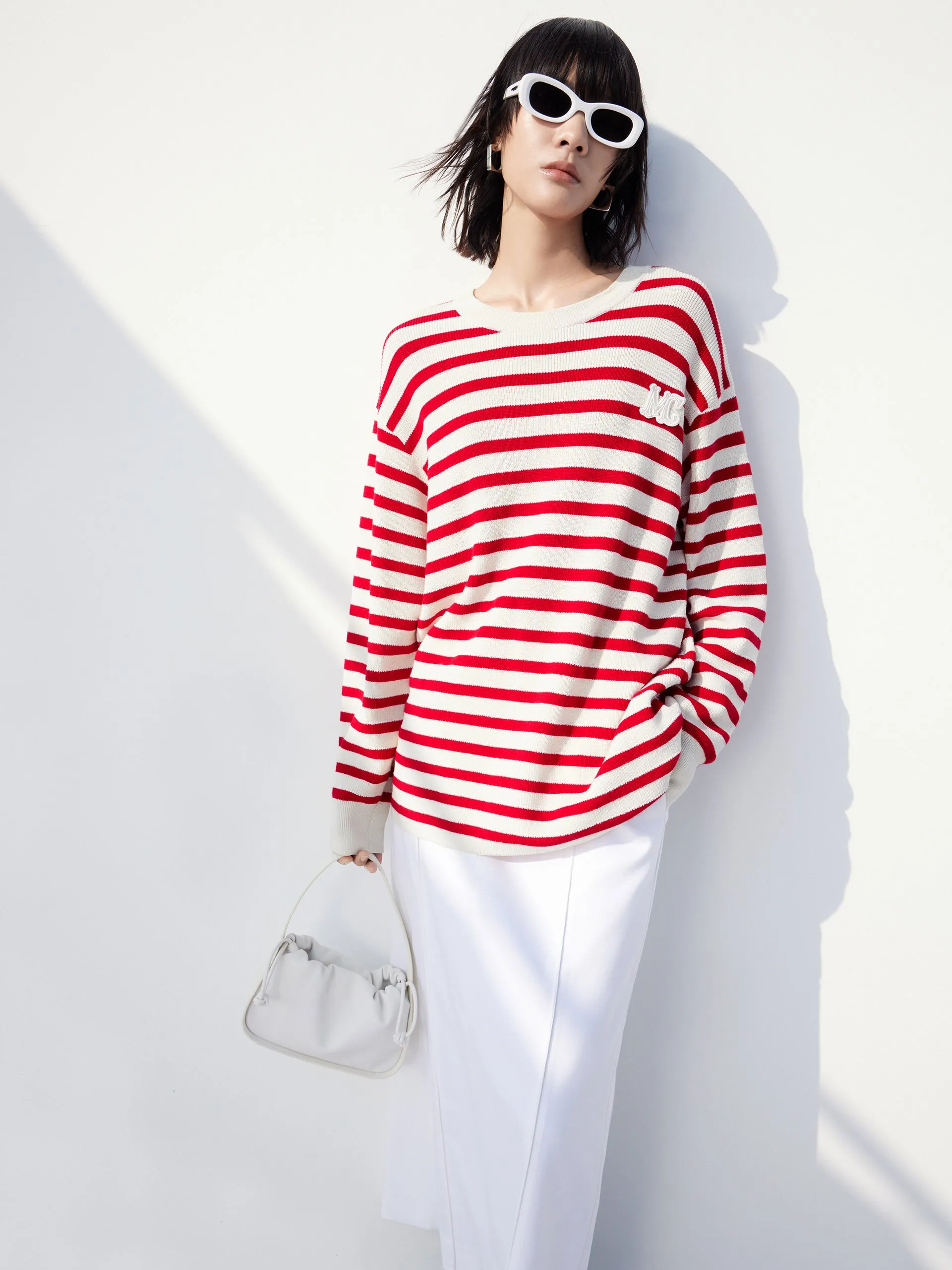 Elastic design Wool Blend Oversize Sweater