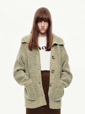 Wool Blend Button Cardigan GarmentDyed Finish