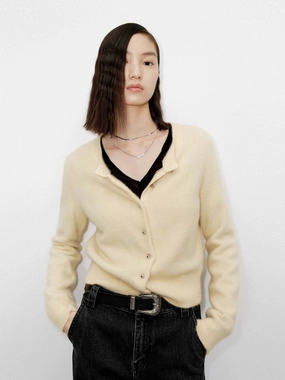 Travel Warmth Wool Blend Button Cardigan