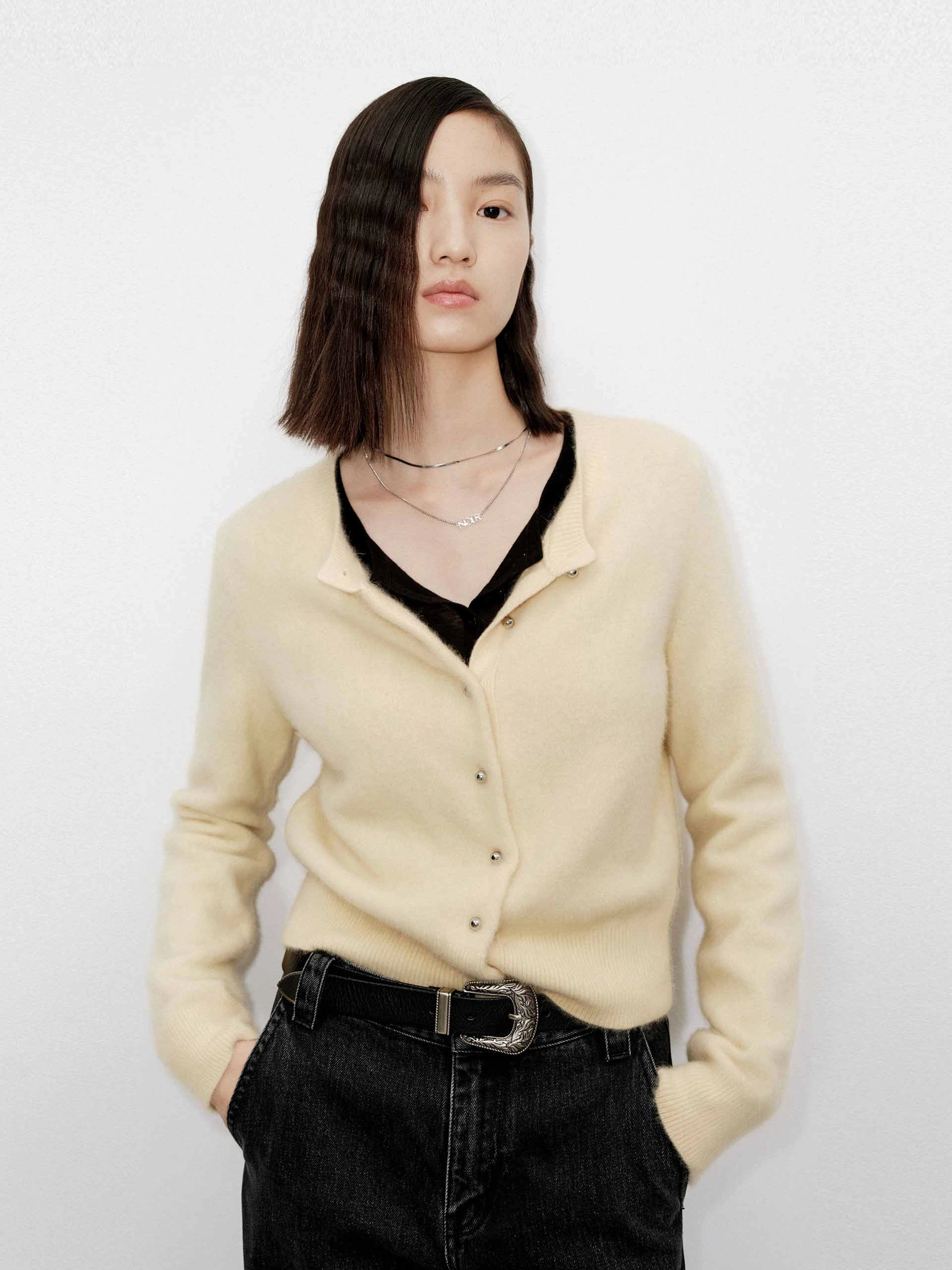 Wool Blend Button Cardigan Zero Waste Knitting