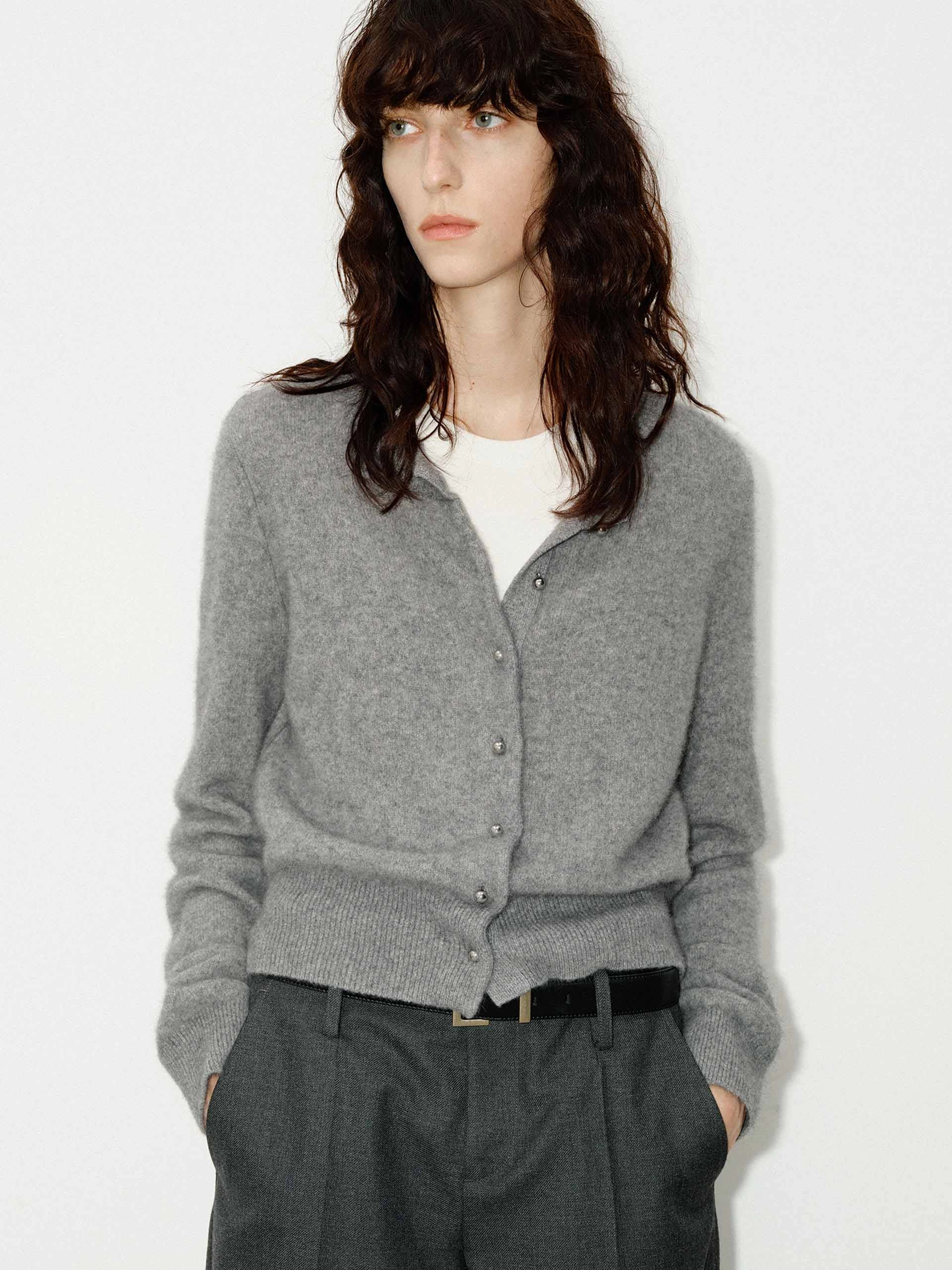 Wool Blend Button Cardigan Ventilation Panel Warm Vibe