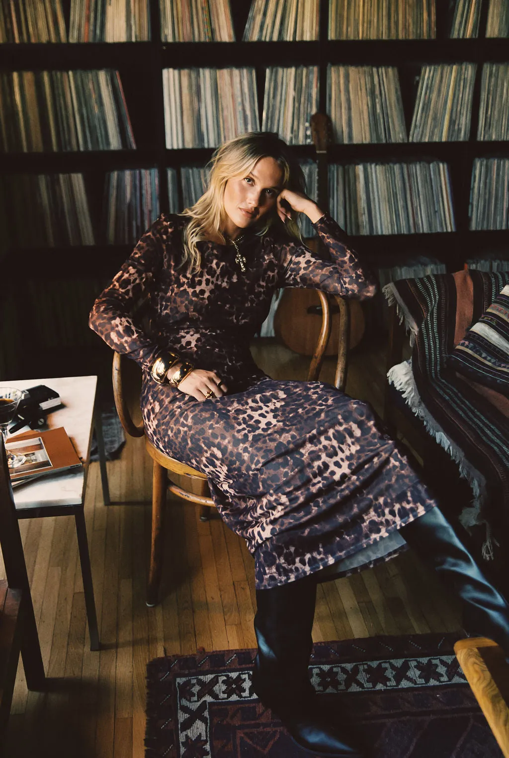 Chilly Day Wear Casanova Leopard Mesh Maxi Dress