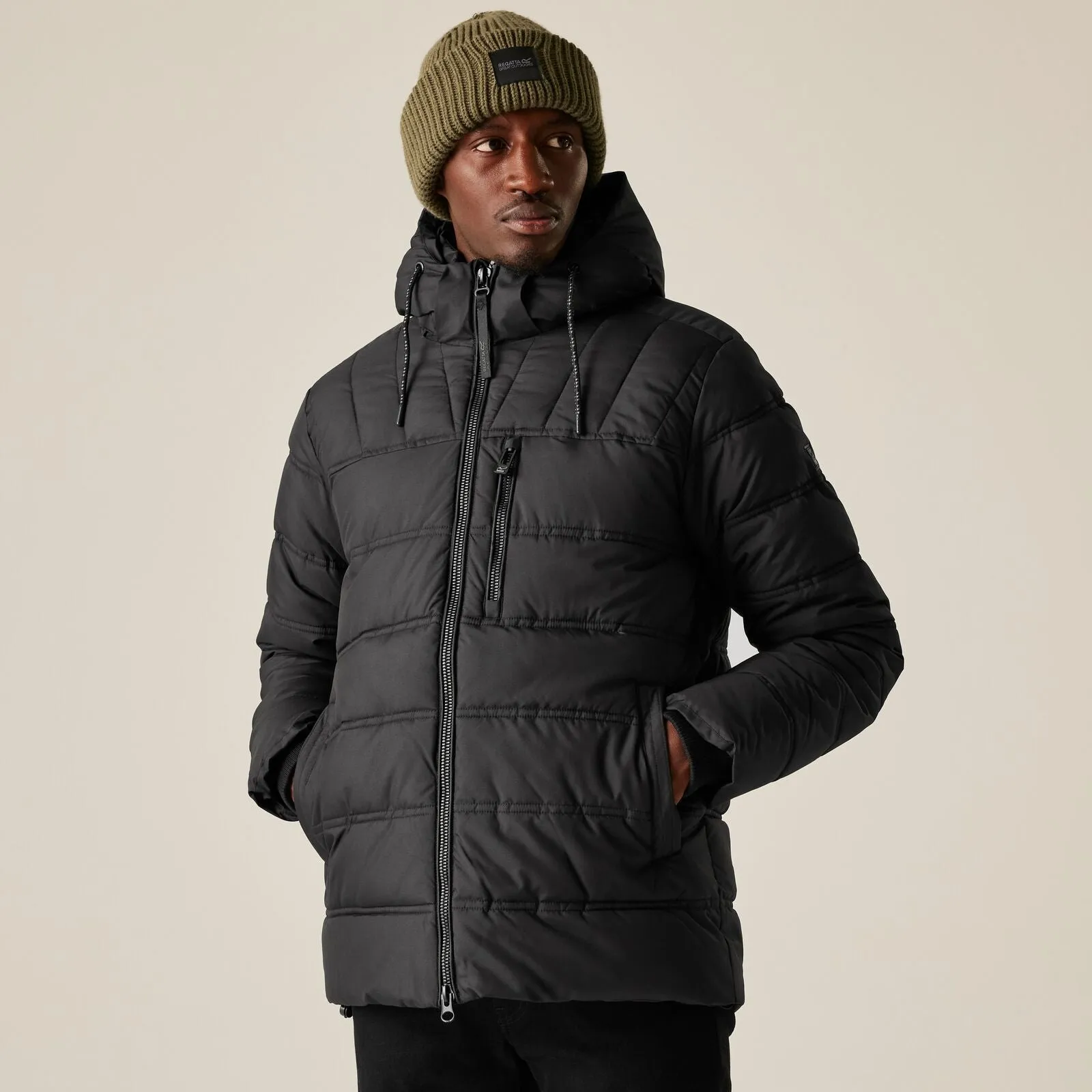 Reflective Safety Accents Regatta Mens Leeshaw Hooded Padded Jacket