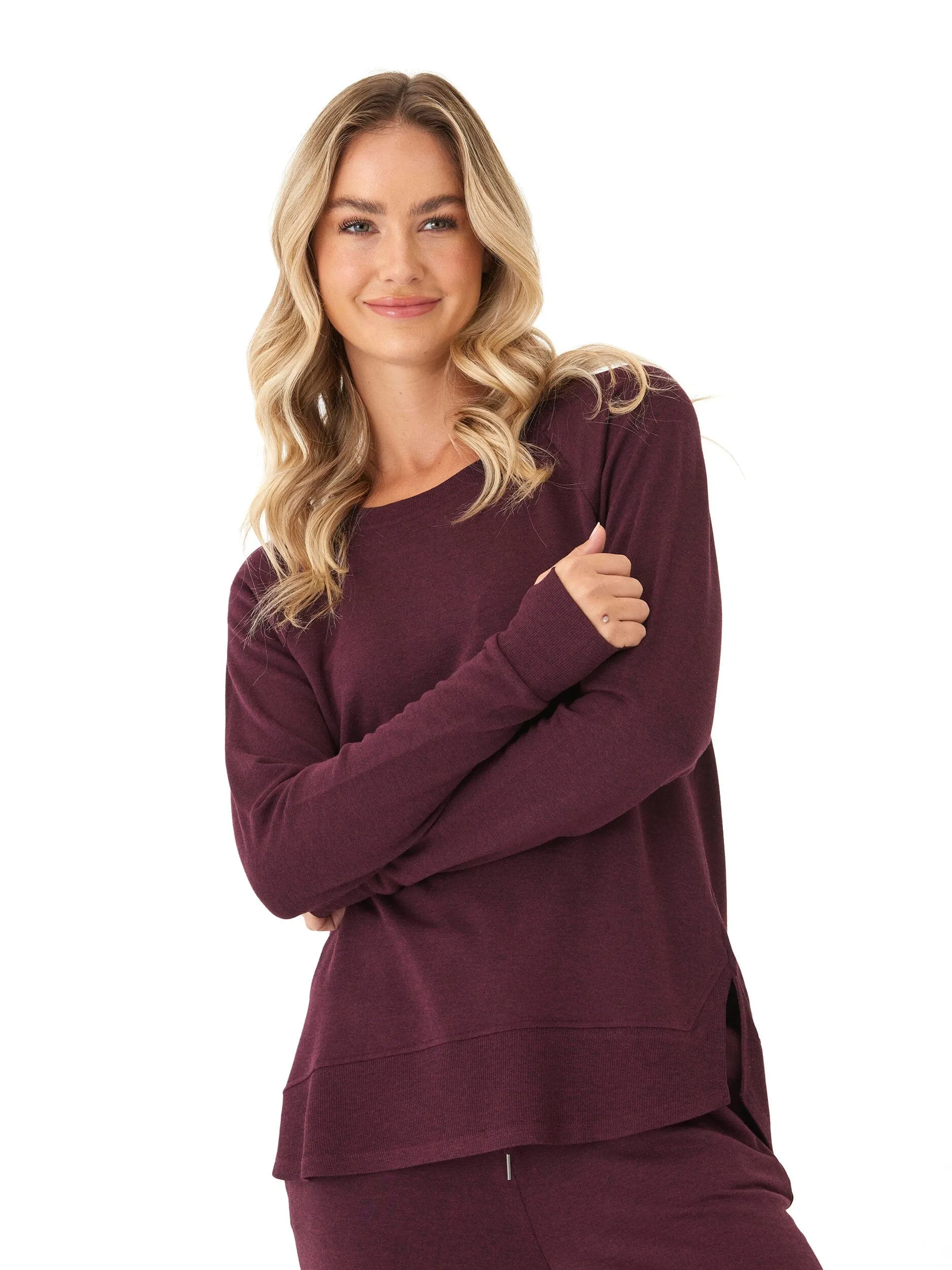 Leelu Feather Fleece Raglan Pullover Reinforced Shoulders