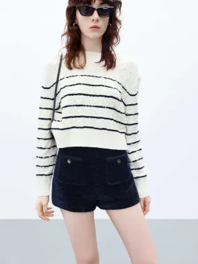 Cropped Stripes Knitted Top Perfectly Warm Simple Cozy