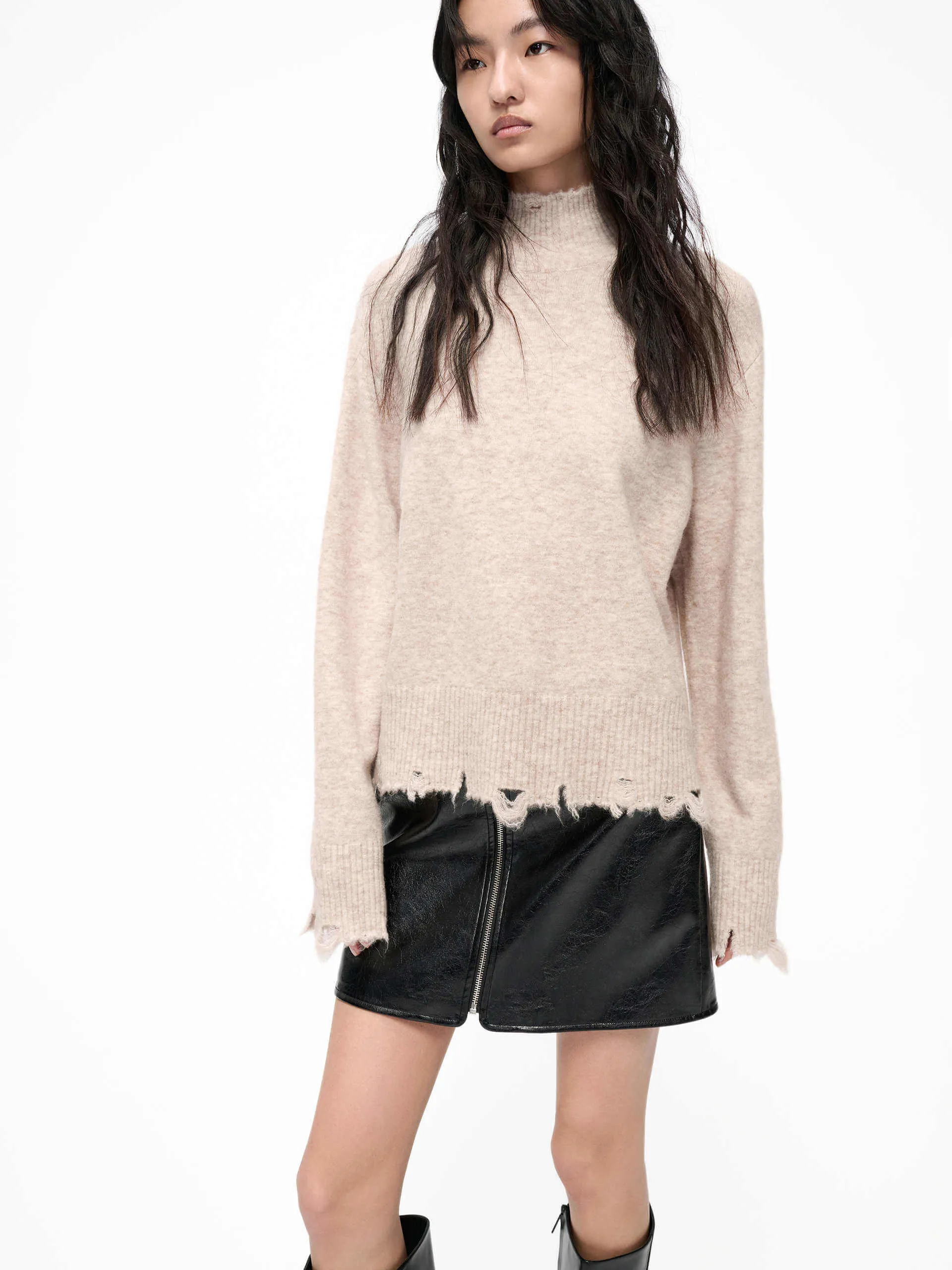 Winter Essentials Distressed Turtleneck Sweater