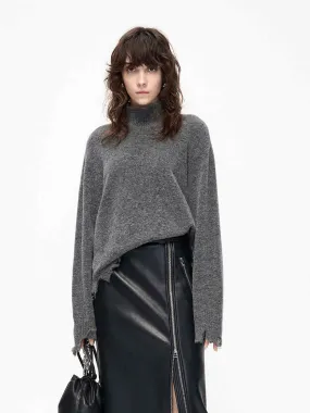 Sporty Layers Warm Layer Fit Distressed Turtleneck Sweater
